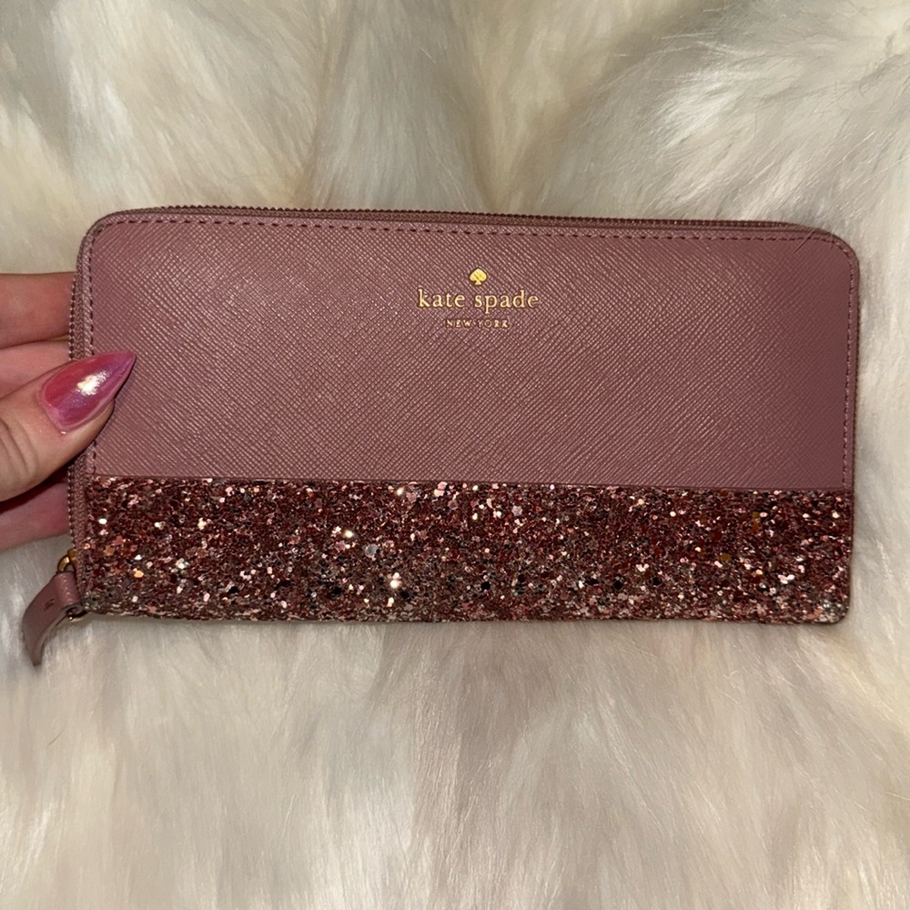 Kate Spade Pink Wallet with Glitter Embellishment